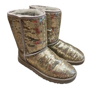 UGG CLASSIC SHORT SEQUIN SPARKLES GOLD COMBO BOOTS US 9 / EU 40 / UK